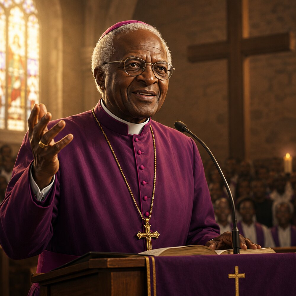 Archbishop Desmond Tutu at church